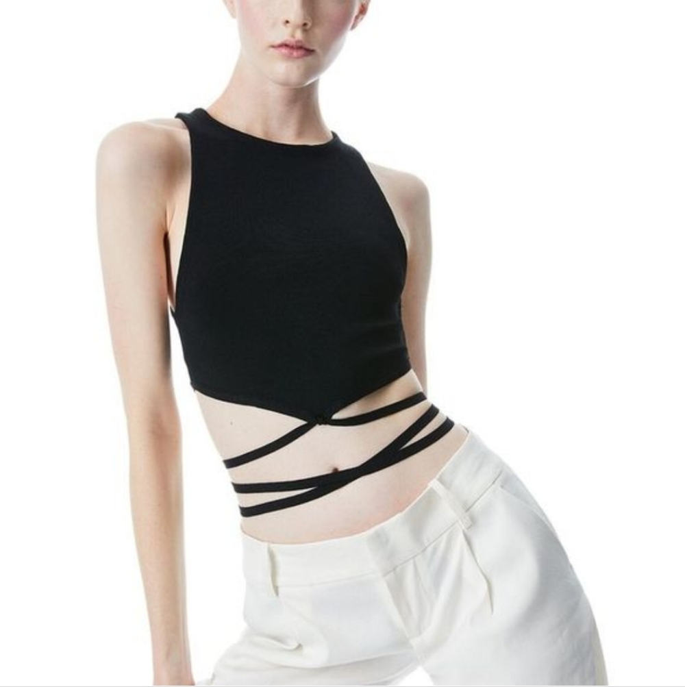 Alice & Olivia Latia Tie Waist Knit Tank Top